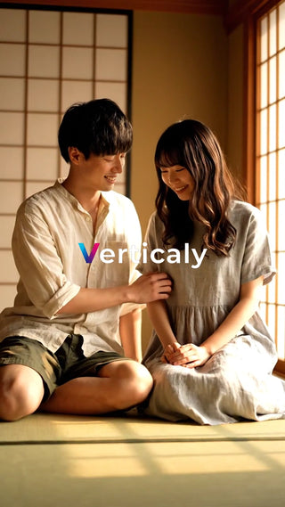 寄り添う二人、和室で過ごす