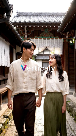 手をつなぎ歩く二人