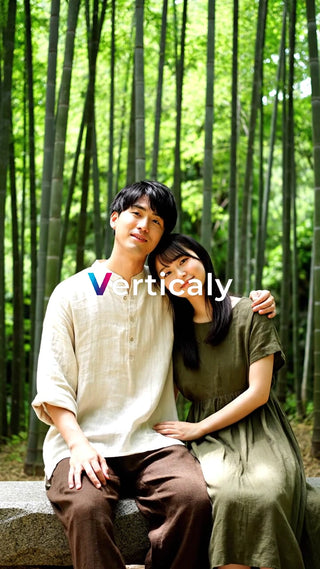 竹林で寄り添う二人、穏やかな時間