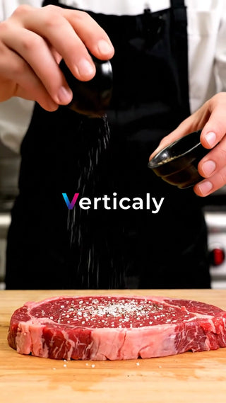 ステーキに塩を振る