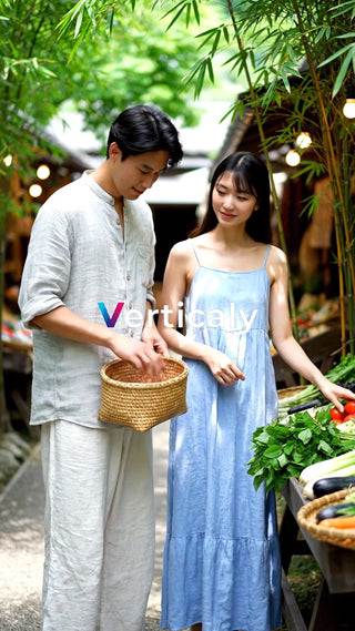 野菜を選ぶ二人