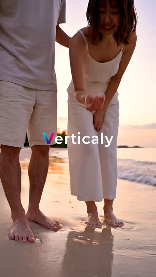 海辺で語らう二人、夕暮れ時