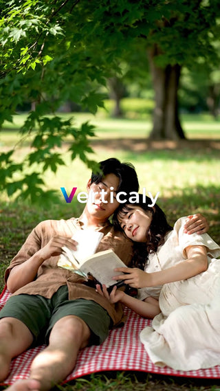 公園で読書する二人