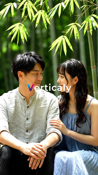 竹林デート、寄り添う二人