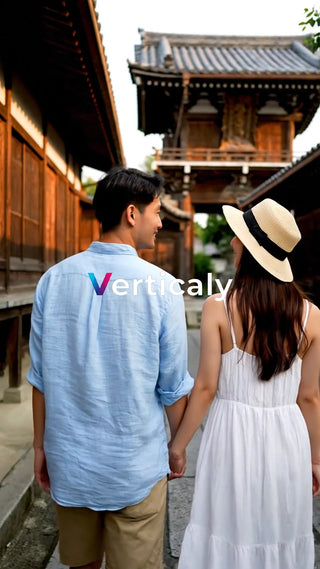 手をつなぎ歩く二人