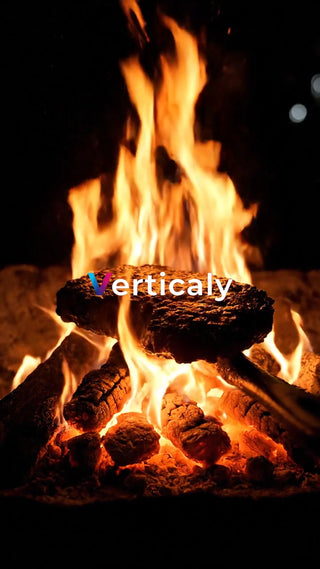 炎で焼くステーキ、豪快な瞬間