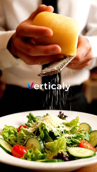 サラダにチーズをかける