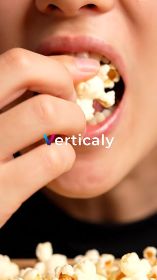 ポップコーンを食べる瞬間