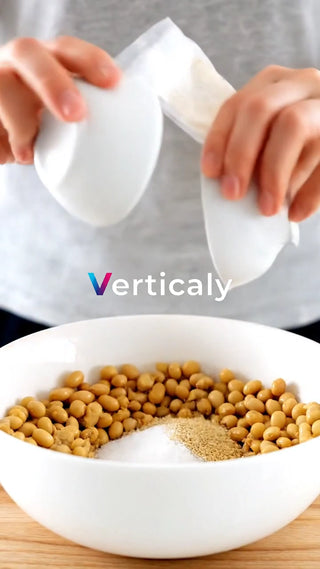 豆と塩、調味料を投入