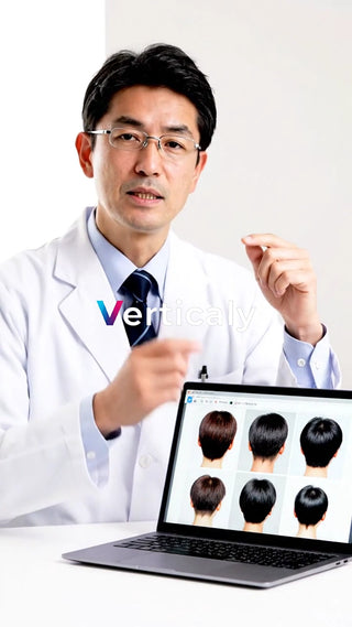 ヘアスタイルの見本、説明中