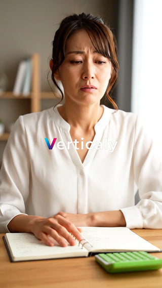 悩みながらノートを見る女性