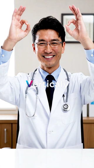 医者のOKサイン、笑顔が眩しい