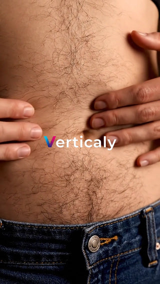 腹部の毛を触る