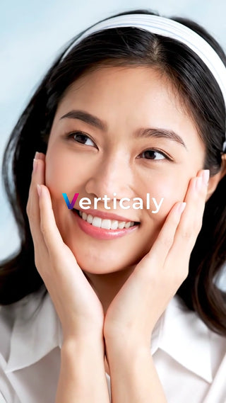 頬に手を添え微笑む女性