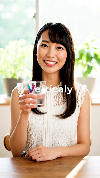 水を飲む女性、健康的な笑顔