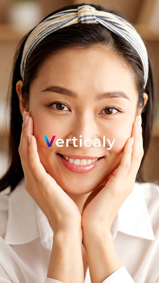 頬に手を添え微笑む女性