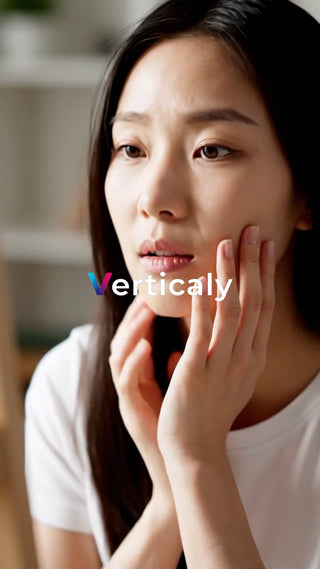 頬に手を当てる女性、悩み顔