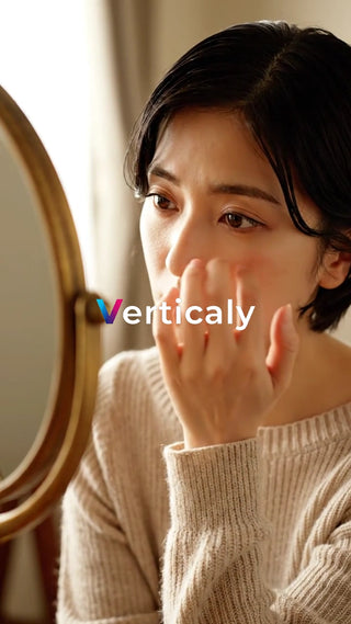 頬を気にする女性