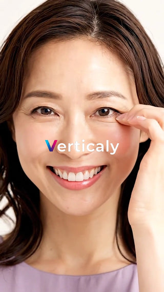 目元のシワをチェックする女性