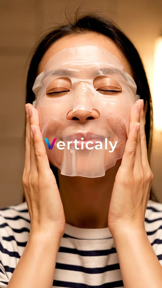 スキンケア中の女性、笑顔が素敵