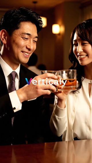 グラスを合わせる二人