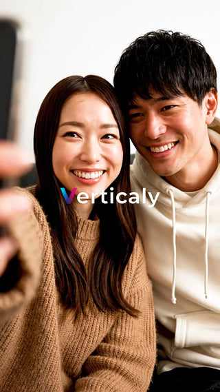 笑顔で自撮りするカップル