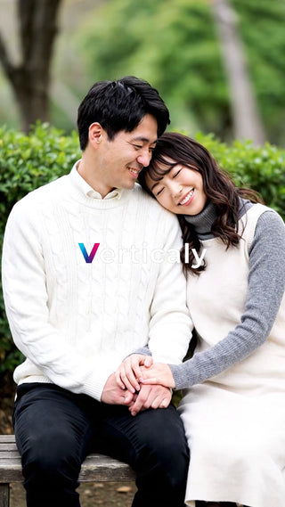 寄り添う二人の笑顔、幸せ