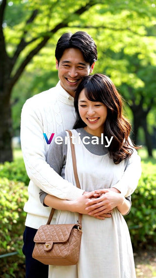 公園デート、寄り添う二人