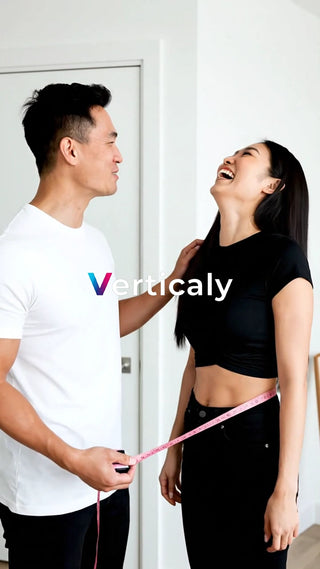 ウエストを測る、笑顔の二人