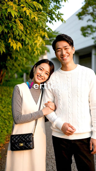 寄り添う笑顔のカップル