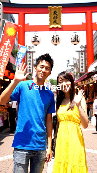 日本の街並み、二人で散策