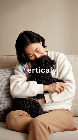 愛犬と抱き合う女性