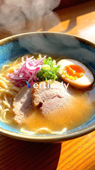 湯気の立つラーメン