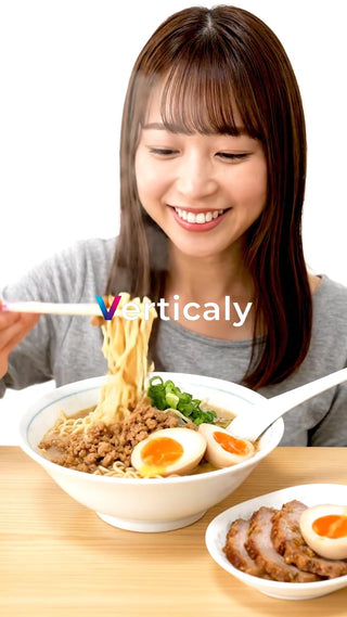 ラーメンを食べる女性、至福の時