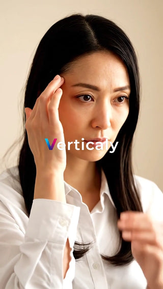 顔に手を当てる女性、悩み?