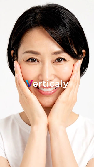 頬に手を添えて微笑む女性