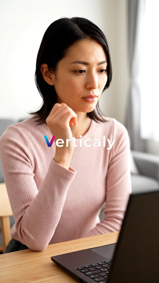 PCに向かう女性、悩み顔