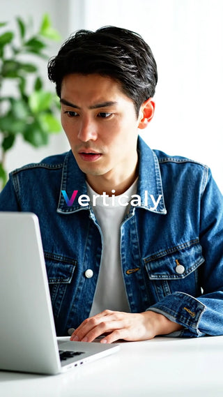 PC作業中の男性、驚きの表情