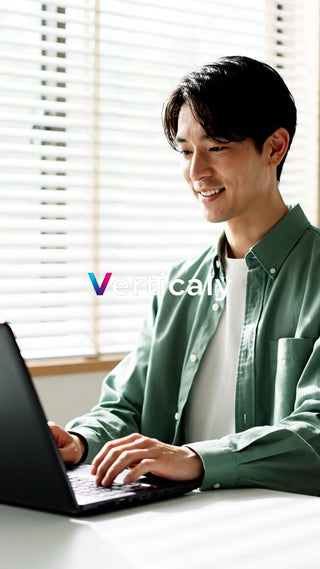 PC作業、笑顔の男性