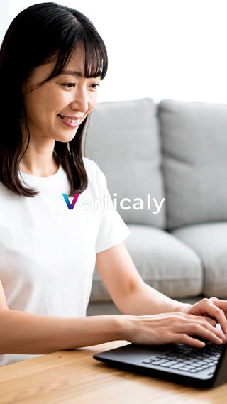 PCに向かう女性、笑顔が素敵