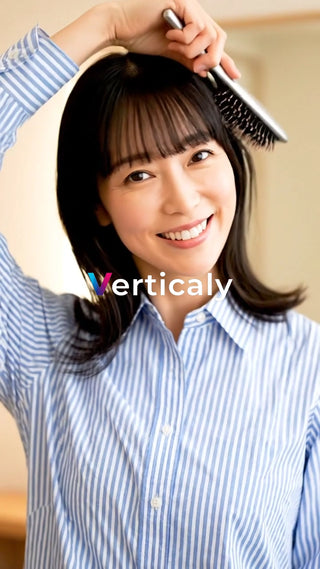 ヘアブラシで髪を整える女性