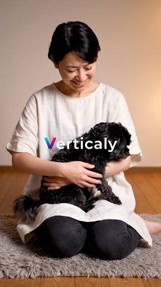 愛犬と抱き合う女性