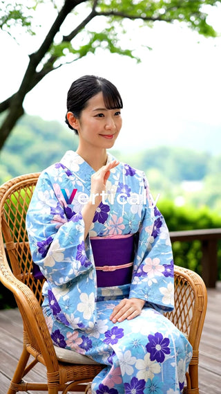 浴衣姿の女性、夏の午後