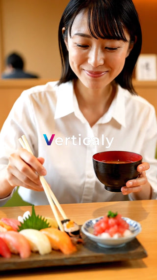 寿司と味噌汁を味わう