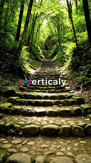 石段を歩く、緑の中へ