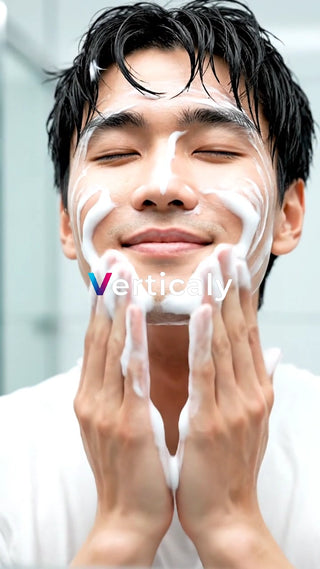 洗顔フォームで顔を洗う