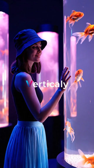 金魚と触れ合う女性