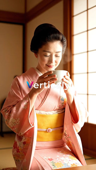 着物姿で茶を嗜む女性