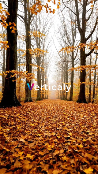 秋の森、落ち葉の道