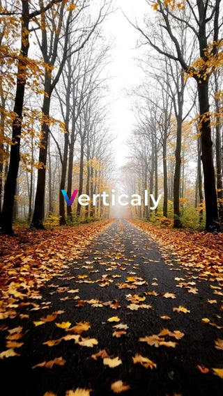 秋の並木道、落ち葉の上を歩く